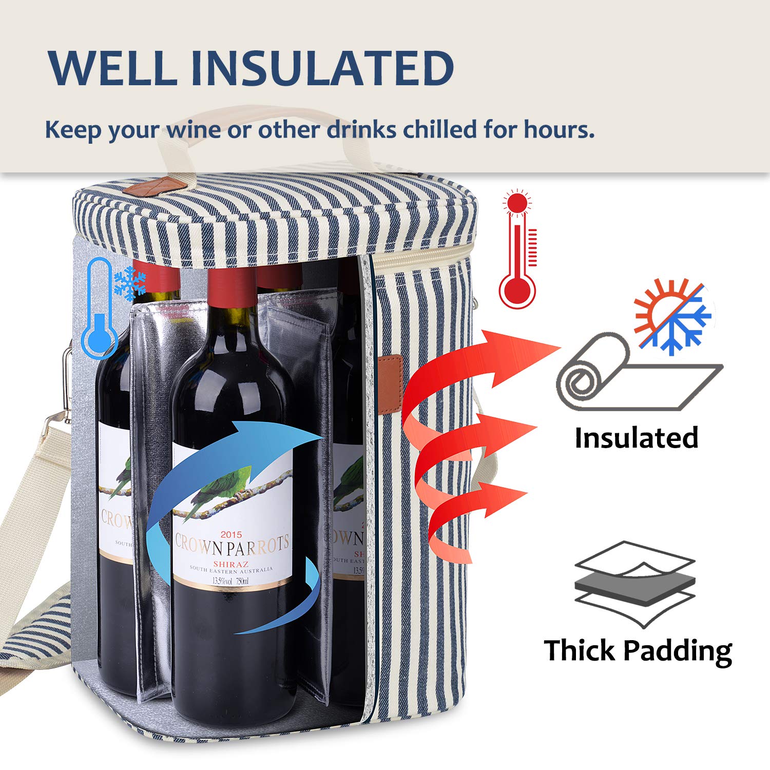 insulated wine bottle cooler bag