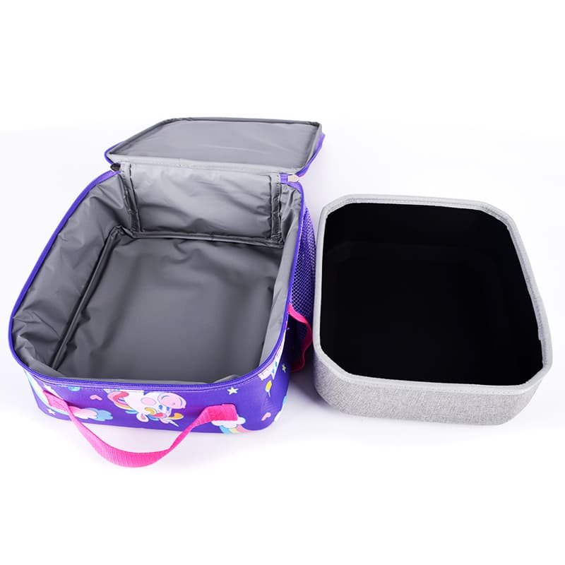 Fashion purple zebra style handbag/lunch cooler bags details5